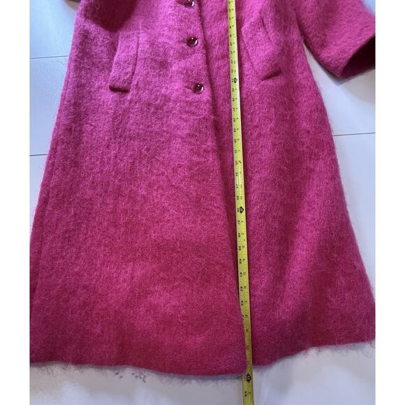 Vtg George David Fashions Pink Fuzzy Mohair Wool Coat Long Womens Sz 8 USA - Picture 7 of 9